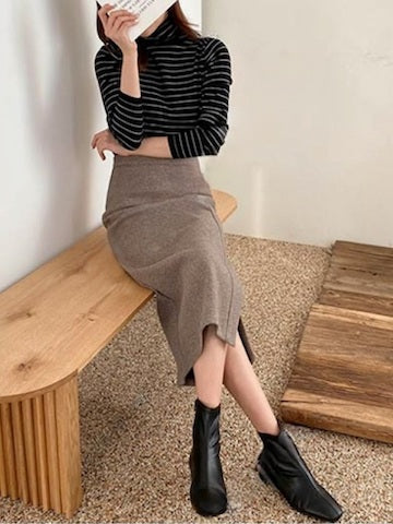 春秋小開叉直身裙