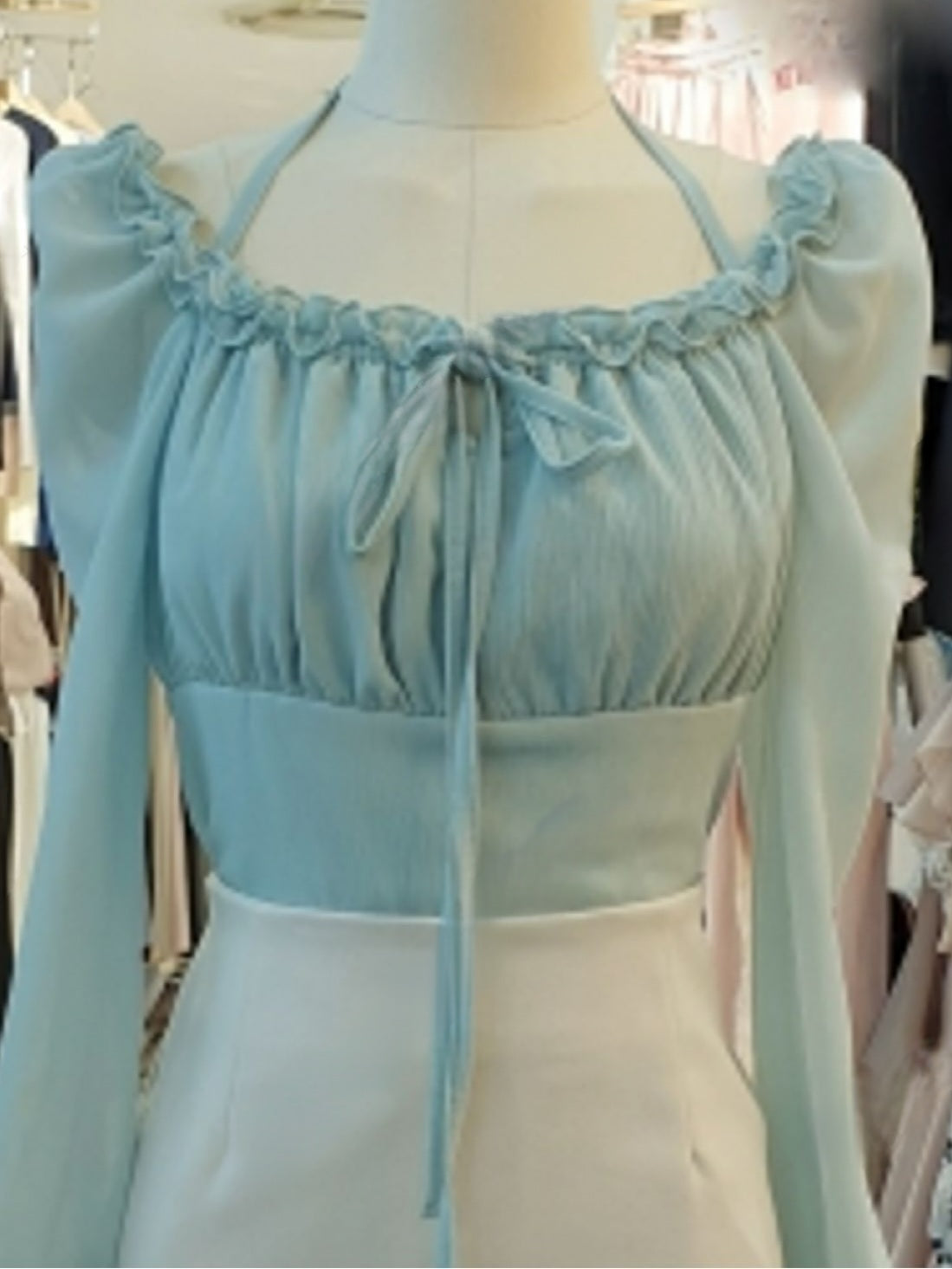 綁結吊帶小露肩雪紡衫