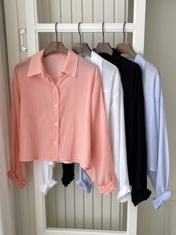 簡約粉色系中長恤衫